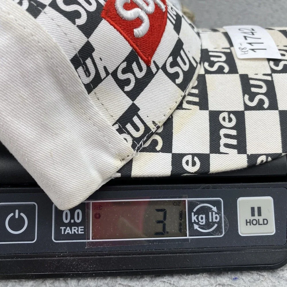 Supreme Hat Cap Strapback Men's Black White Checkered Logo Skater 90s Streetwear - Picture 10 of 10
